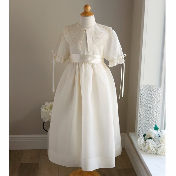 RARE FIND Strasburg Heirloom Dress Ivory Creme Silk Organza Satin Trim Size  8/10